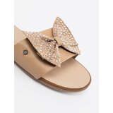 Shelvt Beige flip-flops with a bow in rhinestones | shoptok.hr