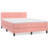  Box spring postelja z vzmetnico roza 140x200 cm žamet | Shoptok.si
