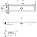 Tece 15.101.080 Linus 80 cm tuš kanaleta za vložek iz keramične ploščice | Shoptok.si