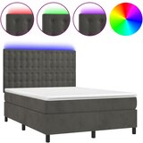  box spring s madracem LED tamnosivi 140x200 cm baršun | shoptok.hr