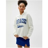 Koton Oversized Hoodie Sweatshirt With Embroidered Long Sleeves Ribbed Cene