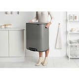 Brabantia Koš za odpadke s pedalom Bo, s plastičnim vložkom, 60 litrov - Mineral Concrete Grey | Shoptok.si