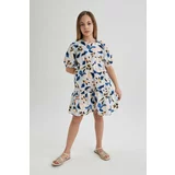 Defacto Girl Patterned Short Sleeve Poplin Dress
