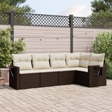  5-dijelni set vrtnih sofa s jastucima poliratan smeđi | shoptok.hr
