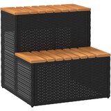 vidaXL Hot Tub Step Black 50x50x50,5 cm Poli ratan in masivna akacija, (21968343) | Shoptok.si