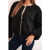 Kesi Włoski Women's jacket with a zipper and puffed sleeves black | shoptok.hr
