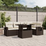 Maison Chic Seti vrtnega pohištva - Vrtna garnitura - Vrtni pohištvo set 6-delna z blazinami rjav poli ratan, (21804110) | Shoptok.si