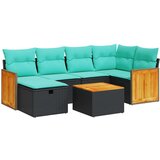 vidaXL Vrtna garnitura - 7-dijelni set vrtnih sofa od poliratana s jastucima crni - Crna sa spremištem 7 | shoptok.hr