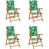  The Living Store Nastavljivi vrtni stoli 4 kosi zeleno blago in trden les - Vrtni Stol, (21461621) | Shoptok.si