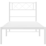  Metalni okvir za krevet s uzglavljem bijeli 100x200 cm | shoptok.hr