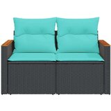  Vrtna sofa s jastucima za 2 osobe crna poli ratan - Crna 1 bez spremišta | shoptok.hr