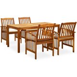 vidaXL 3058086 5 Piece Garden Dining Set with Cushions Solid Acacia Wood (45962+2x312128) Cene