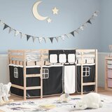  The Living Store Otroški pograd z zavesami bela in črna 90x200 cm trdna borovina - Otroški Pograd, (21454249) | Shoptok.si