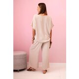 Kesi Włoski Viscose set with golden trim dark beige | Shoptok.si