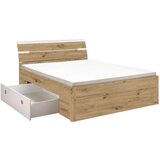 MID.YOU postelja s predalom 160 cm x 200 cm , bela, hrast artisan | Shoptok.si