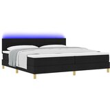 vidaXL Črna Postelja z Box Springom z Vzmetnico & LED 200x200 cm Tkanina Cene