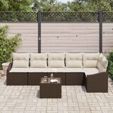  Sjedeća garnitura za vrt 7 kom. Smeđa i krem poliratan 288,5 x 123,5 x 85 cm | shoptok.hr