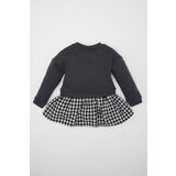 Defacto Baby Girl Crew Neck Printed Long Sleeve Plaid Skirt Sweat Dress | Shoptok.si