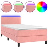  Box spring postelja z vzmetnico LED roza 100x200 cm žamet, (20726923) | Shoptok.si