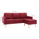  Trosjed od tkanine s tabureom crvena boja vina | shoptok.hr