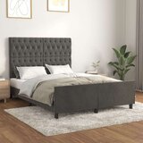  Posteljni okvir z vzglavjem temno siv 140x190 cm žamet, (20795086) Cene