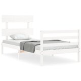 The Living Store Posteljni okvir z vzglavjem bel 90x200 cm trden les - Posteljni Okvir, (21523285) | Shoptok.si