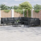 vidaXL Vrtna sedežna garnitura 9 pcs antracit siva Jeklo | Shoptok.si
