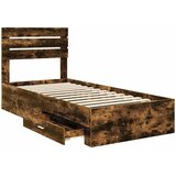  Krevetna konstrukcija Dimljeni hrast i srebrna 75 x 190 cm | shoptok.hr