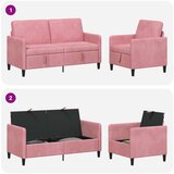  Set sofe s pohranom 2 kom. Ružičasta Poliester - Ružičasta Jednostruka + Dvostruka (140 cm) | shoptok.hr