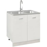  Kuhinjski sudoper s dva korita srebrni 800x600x155 mm čelični | shoptok.hr