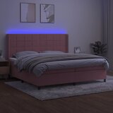 box spring s madracem LED ružičasti 200x200cm baršunasti | shoptok.hr