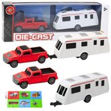  Set metalnog automobila s kamper prikolicom crveni | shoptok.hr