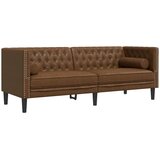  Chesterfield garnitura od 3 dijela s jastucima, smeđa, umjetna koža | shoptok.hr
