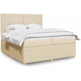  Krevet s oprugama i madracem krem 200 x 200 cm od tkanine | shoptok.hr