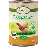 Lukullus Ekonomično pakiranje Organic 24 x 400 g Adult piletina s mrkvom (bez glutena)