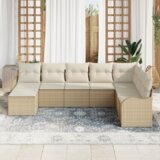 vidaXL 8-dijelni vrtni kauč set s jastučićima Bež poli ratan | shoptok.hr