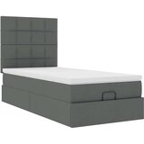 vidaXL Otomanski posteljni okvir z vzmetnico siv 80x200 cm blago | Shoptok.si