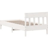 vidaXL Okvir za krevet s uzglavljem bijeli 90x200 cm masivna borovina | shoptok.hr