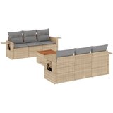 Maison Chic Seti vrtnega pohištva - Vrtna garnitura - Vrtni pohištvo set 7-delna z blazinami bež poli ratan, (21803002) | Shoptok.si
