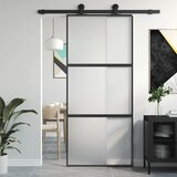  Klizna vrata crna 90 x 205 cm od kaljenog stakla i aluminija Cijene