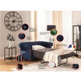 Ropez Modra žametna raztegljiva sedežna garnitura 148 cm York Blik – | Shoptok.si