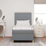  Box Spring postelja z ležiščem in LED svetlobo svetlo siva 90x190 cm tkanina, (22081135) | Shoptok.si