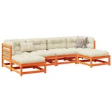vidaXL 6-dijelni set vrtnih sofa s jastucima voštano smeđi od borovine Cijene