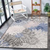 Lesnina XXXL PREPROGA ZA ZUNANJO UPORABO Floral 80/150 cm tkano modra, siva | Shoptok.si