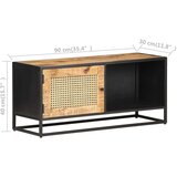 In TV ormarić 90x30x40 cm od grubog drva manga i prirodne trske | shoptok.hr