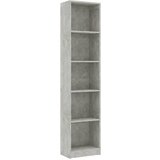 Maison Chic Knjižna omara - Knjižni regal 5-nadstropna betonsko siva 40x24x175cm iverna pl., (21726088) Cene