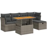  6-dijelni set vrtnih sofa poliratan i bagrem s jastucima sivi | shoptok.hr