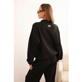 Polski Women's cotton set with wide legs and zip-up hoodie black | shoptok.hr
