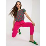 Fashion Hunters Fuchsia summer trousers made of fabric with SUBLEVEL bindings Cene