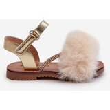 Boto Children's Sandals with Velcro and Faux Fur Gold Rosavere | Shoptok.si